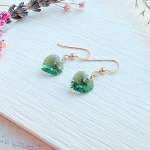 Crystal Heart Earrings | 14k Gold Filled | Handmade in BC